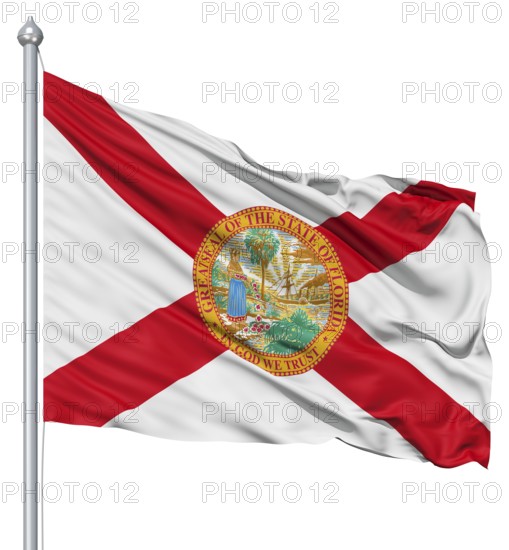 Realistic 3d flag of United States of America Florida fluttering in the wind