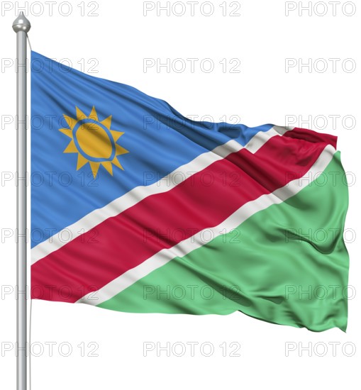 Realistic 3d flag of Namibia fluttering in the wind