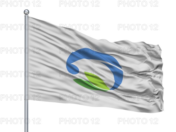 Makinohara City Flag On Flagpole, Country Japan, Shizuoka Prefecture, Isolated On White Background