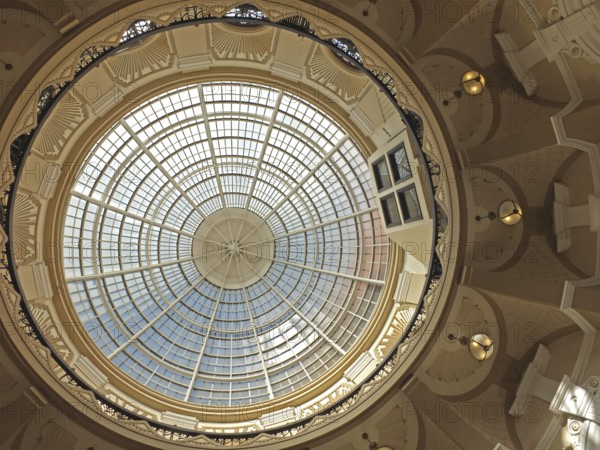 Blackpool, Lancashire, United Kingdom, 5 March 2022: the glass dome inside the entrance of the historic winter gardens building in Blackpool, Europe