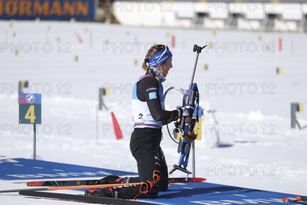 Franziska Preuß (SC Haag) at the shooting range at the IBU Biathlon World Championships Lenzerheide 2025, Lenzerheide, Switzerland / SUI / CH