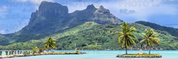 Bora Bora Island, French Polynesia. Web banner in panoramic view this mazing Beach