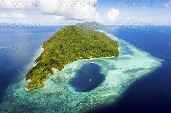 Aerial view Cape Kri, Raja Ampat, West Papua, Indonesia, Asia