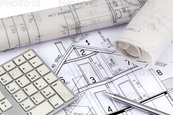 Building plan for a house. With compass and ruler Austria