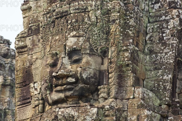 Tower of faces in the Bayon temple in Angkor Thom in Cambodia