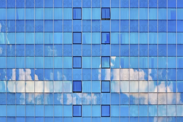 Glass Facade with Sky Refkection of High-rise Building Varna, Bulgaria, Europe