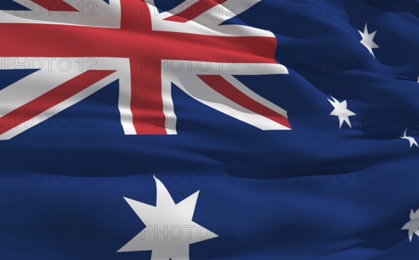 Fluttering flag of Australia on the wind