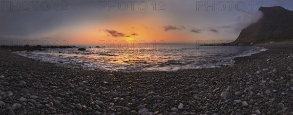 Sundown on the beach of Valle grain Rey, La Gomera