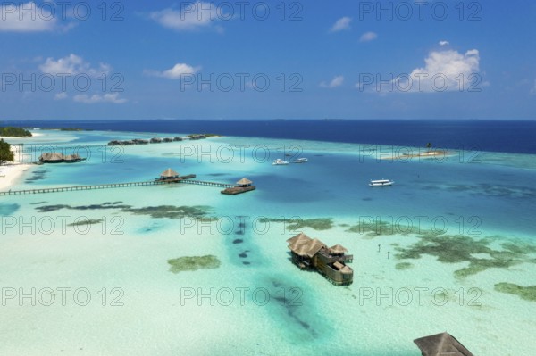 Aerial view of the holiday island of Lankanfushi, North Male Atoll, Indian Ocean, Maldives, Asia