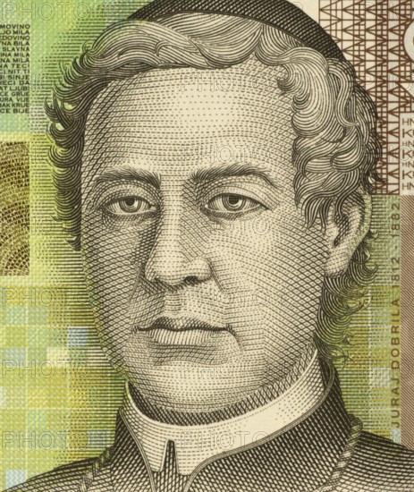 Juraj Dobrila (1812-1882) on 10 Kuna 2001 banknote from Croatia. Bishop and benefactor from Istria who advocated for greater national rights for Croats under Italian rule