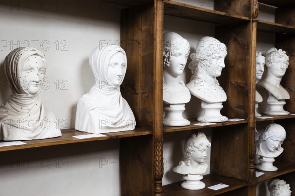 Possagno, Italy, August 2022: Antonio Canova collection. Classical sculptures in white marble located in his native house, Europe