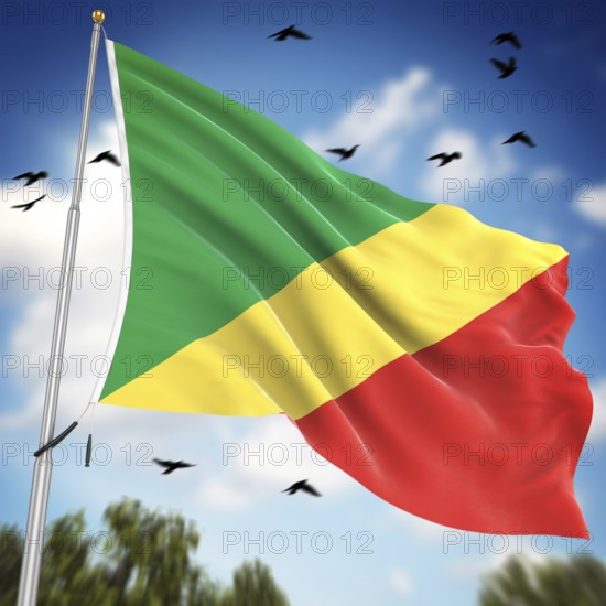Flag of the Republic of the Congo, This is a computer generated and 3d rendered image