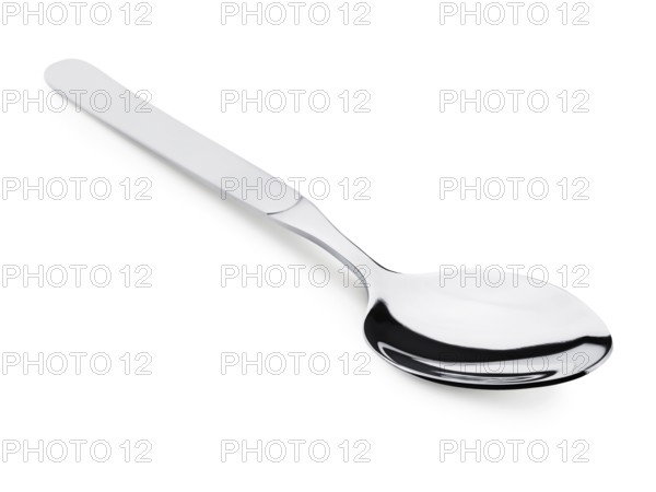 Single soup spoon over the white background