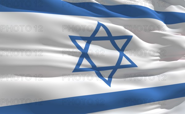 Fluttering flag of Israel on the wind