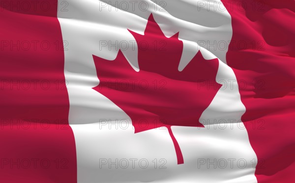 Fluttering flag of Canada on the wind