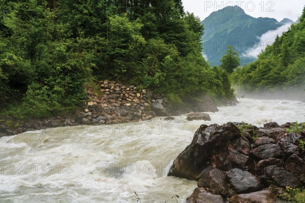 The Lütschine mountain river on Lake Thun in Switzerland