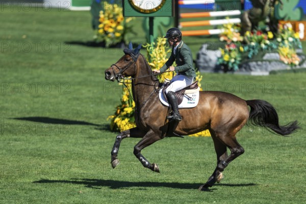 Michael Pender of Ireland, riding HHS Calais competes in the BMO Nations Cup during the CSIO Spruce Meadows, Masters, in Calgary, Alberta, Canada, North America