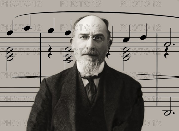 Erik Satie, 1866 – 1925, a French composer and pianist, notesheet for Gymnopédie No. 1, digitally edited, 1909