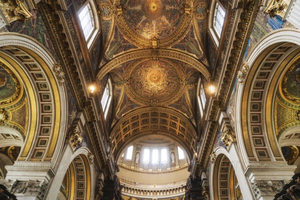 London, United Kingdom, May 12, 2019: Inside St Paul's Cathedral in London, interior building details. It is an Anglican cathedral, the seat of the Bishop of London, Europe