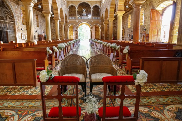 Interior colonial Cathedral of the Immaculate Conception, Barichara, Colombia, South America