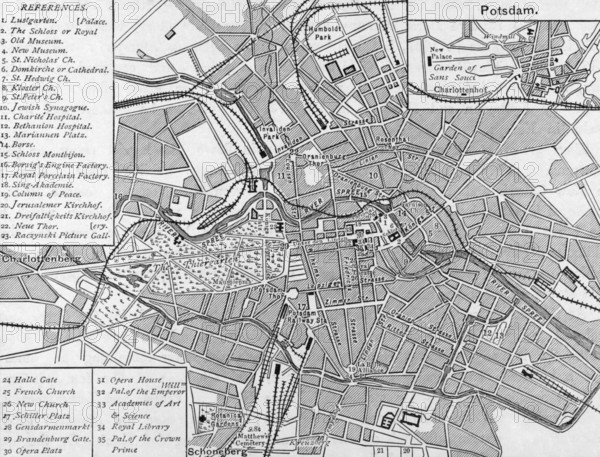 Plan of Berlin on engraving from 1800s