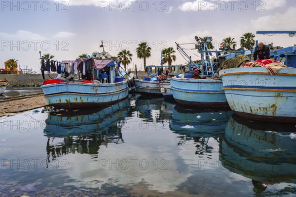 Port of fishing boats in the old marina of the city of Hurghada in Egypt