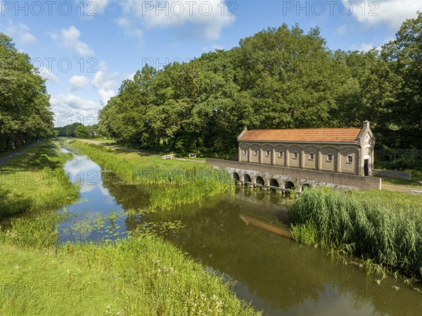 Restored old weir with the name
