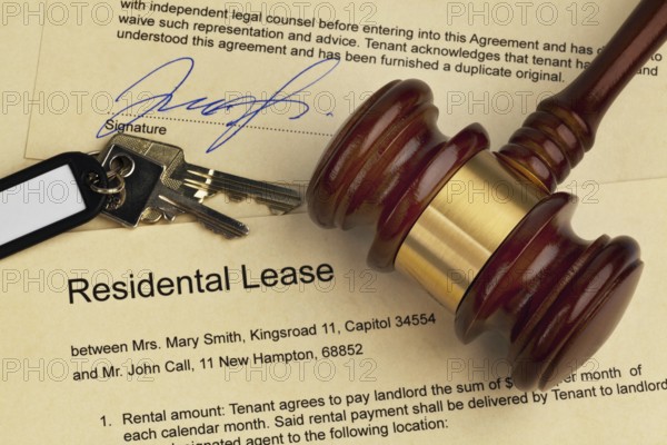 The key to a flat and a tenancy agreement in English. With euro money, Austria seems