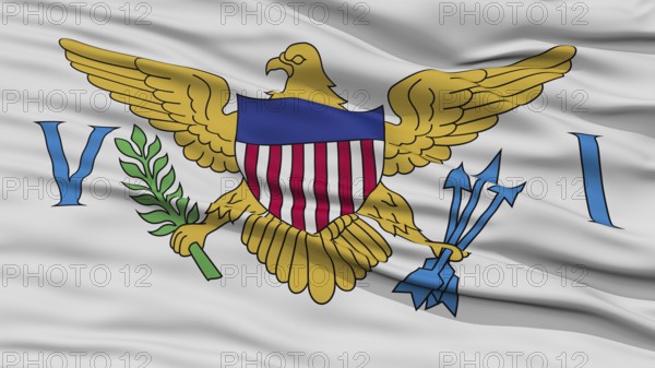 Closeup United States Virgin Islands Flag, Waving in the Wind, High Resolution