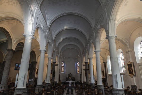 Uccle, Brussels Capital Region, Belgium, 09 20 2020 Interior design of the Saint Peter catholic church, Europe