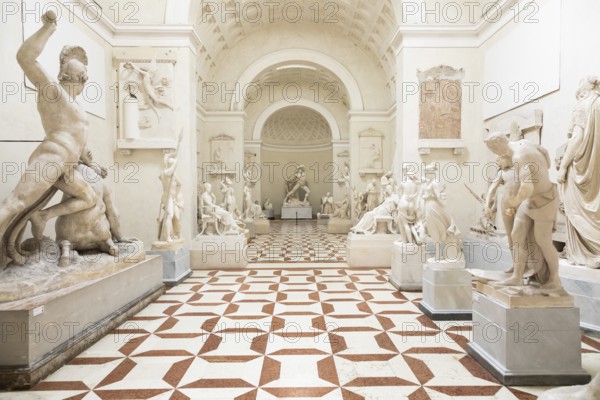 Possagno, Italy, June 2022: Antonio Canova Museum. Gallery interior with antique collection of statues, Europe