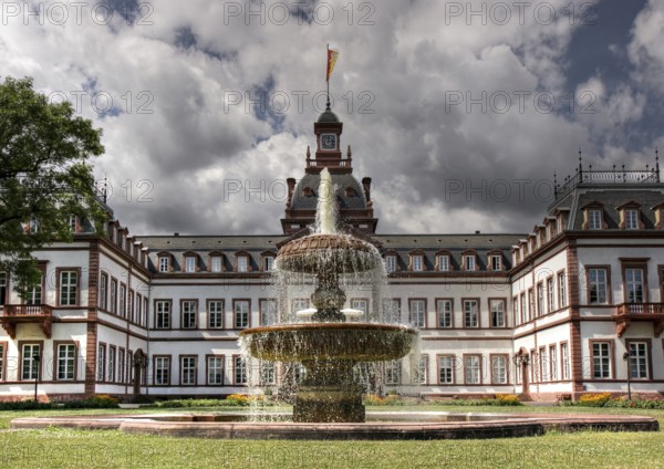Main façade of Philippsruhe Palace with fountain, Hanau, Germany Hanau, Germany, Europe