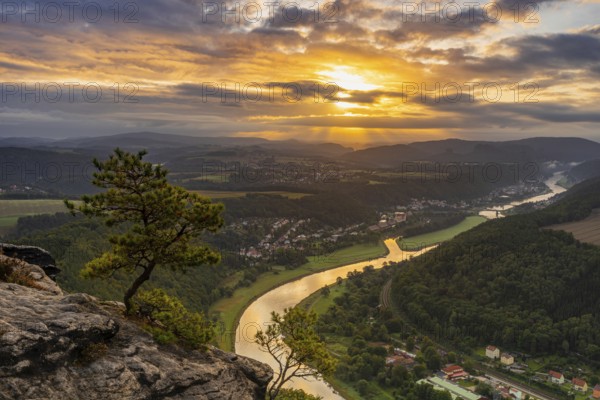 Beautiful sunrise in Saxon Switzerland