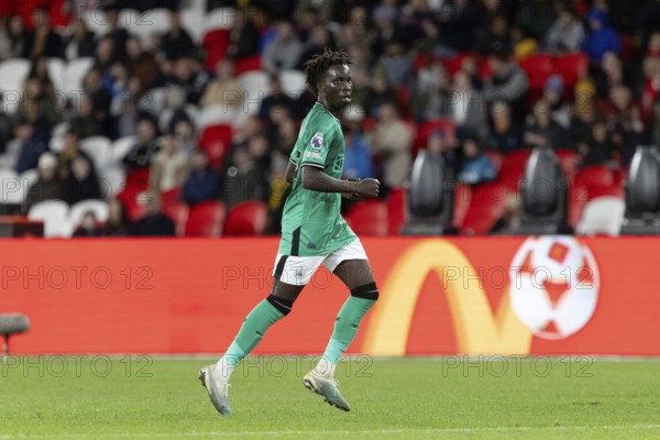 MELBOURNE, AUSTRALIA, MAY 24: Garang Kuol of Newcastle United whilst playing A-League All Stars Men during the Global Football Week at Marvel Stadium on May 24, 2024 in Melbourne, Australia, Oceania