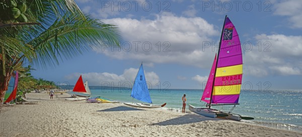 Beach, sailing boats, catamaran, Negril, Jamaica, Caribbean, Central America