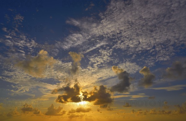 Sunset colorful dramatic sky clouds over Mexico