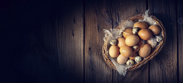 Fresh eggs straight from the farm in a basket