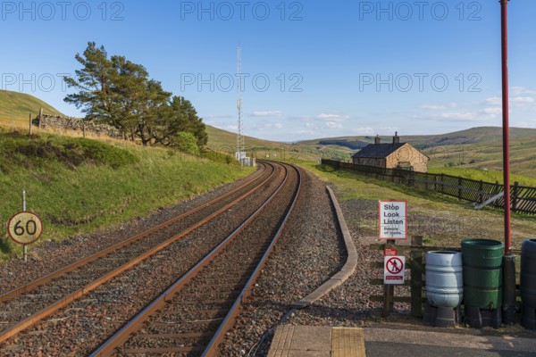 Near Cowgill, Cumbria, England, UK, May 16, 2019: The Dent Station on the Settle-Carlisle Railway line
