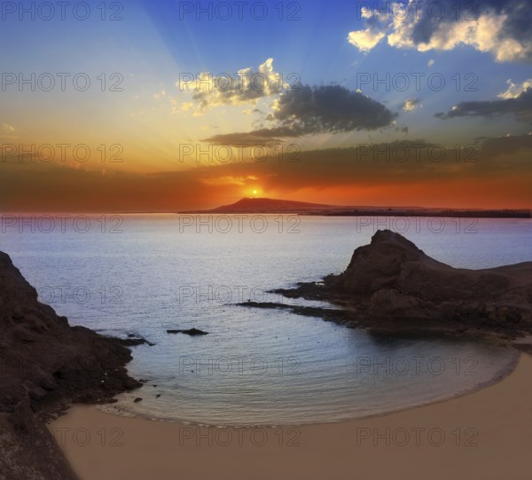 Lanzarote Playa Papagayo beach sunset in Canary islands