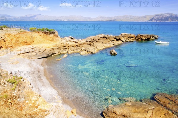 Alcudia in Mallorca la Victoria turquoise beach near s Illot from Balearic Islands