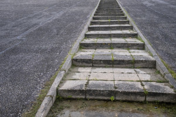 Large staircase on an asphalt dike