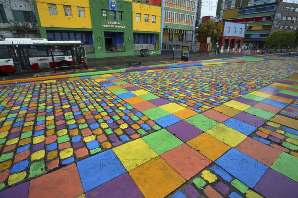 La Boca, Buenos Aires, colourful floor tiles, Argentina, South America