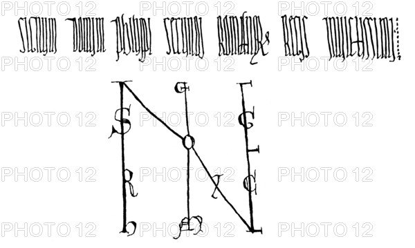 Facsimile, sign of Philip of Swabia, 1177-1208, King of Germany