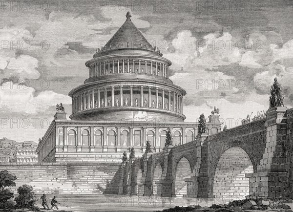 Reconstruction of the Mausoleum of Hadrian, ancient Rome