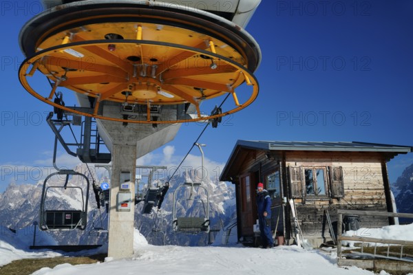 Malón-Monte Agudo cable car, AURONZO D'INVERNO, winter, ski, Dolomites, Auronzo di Cadore, Veneto region, Belluno province, Italy, Europe