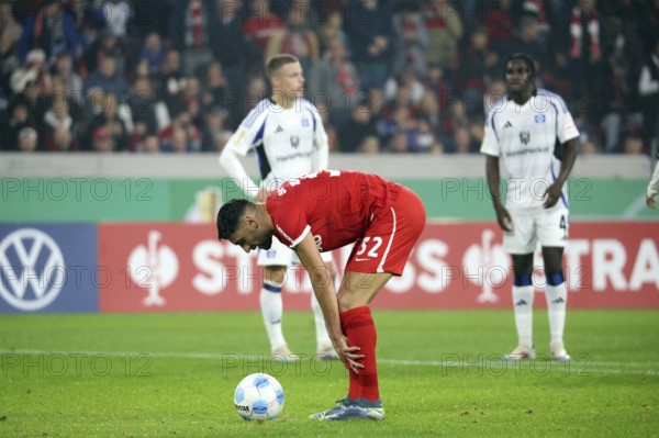 Vincenzo Grifo (SC Freiburg) takes the ball for the penalty kick and converts to make it 2-0 at the break in the DFB-Pokal 2024-25, 2nd round match: SC Freiburg vs Hamburger SV, Freiburg im Breisgau, Germany / Germany
