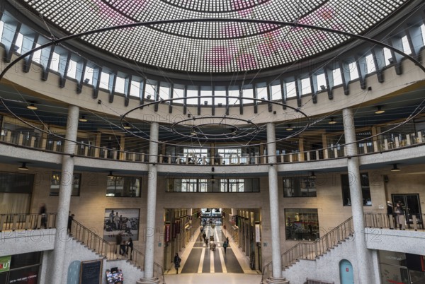 Brussels, Belgium, 01 28 2018: Ravenstein Gallery, an art- and shopping place designed by Horta in Art Nouveau style, Europe