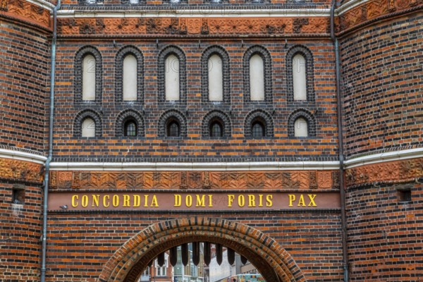 Historic buildings in Lübeck Detail of the Holsten Gate. Detail of the Holsten Gate in Lübeck