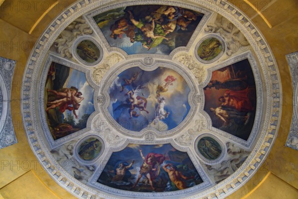 Paintings on the ceiling of Louvre Museum in Paris, France, Europe