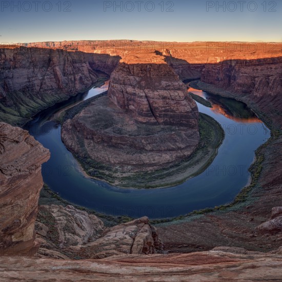 Horseshoe-shaped incised meander of the Colorado River located near the town of Page, Arizona, United States, North America